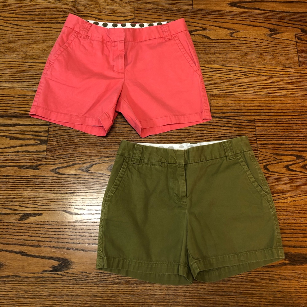 J.Crew City Fit chino shorts sz 4 pink green BOTH